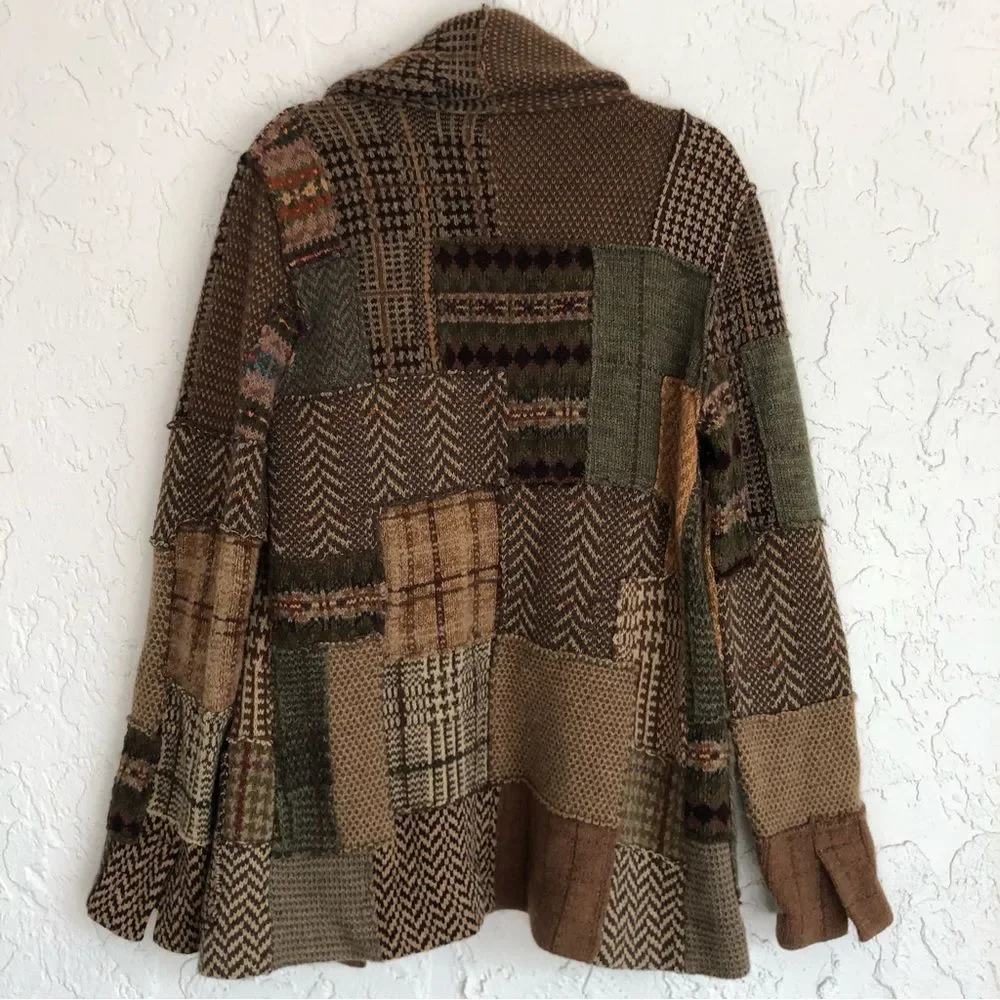 RALPH LAUREN COLLECTION Purple Label Patchwork Shawl-Collar Cardigan Size Medium - Picture 9 of 10